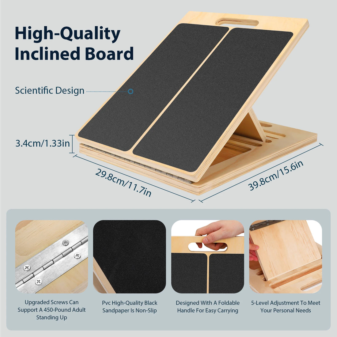 Foldable Wooden Incline Board Adjustable Calf Ankle Stretcher Plyometric Home Stretching Balance Training Fitness Equipment