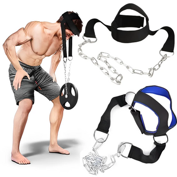 Head Neck Iron ChainTraining Harness Exercise Cervical Spine Strap Adjustable Power Gym Fitness Weight Bearing Cap Socket Device